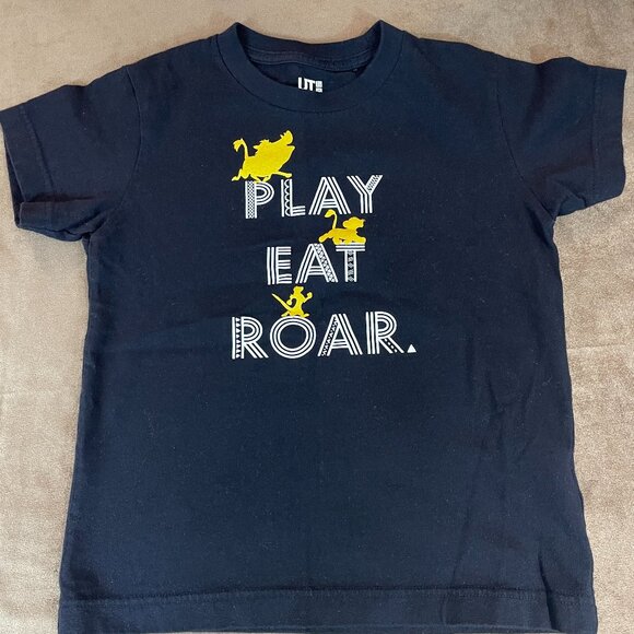 Disney Lion King Boys Uniqlo Black Yellow Cotton T-Shirt Size 5-6 (SKU: 91B ) - Picture 1 of 3